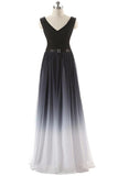 Real Beauty Gradient Chiffon Back Up Lace Prom Dresses HZ0527