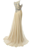 Beauty Mermaid Champagne Long Beaded Prom Party Dresses HZ0527