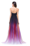 Open Back Long Gradient Chiffon Modest Prom Dresses HZ0527