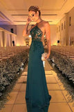 Fashion Dark Green Sheath Beading Sleeveless Long Prom Dresses HZ0527