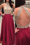 Crystal Beading Sexy Long Sleeveless Open Back Evening Dress,Prom Dress HZ0527