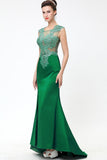 Green Lace Beaded See Through Mermaid Sexy Prom Dresses HZ0527