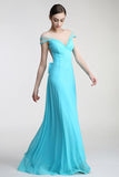 Light Sky Blue Long Deep V-neck Prom Party Dresses HZ0527