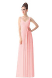 Newest Simple Pink Chiffon Long Prom Bridesmaid Dresses HZ0527