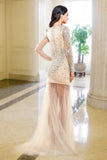 V-neck Long Sleeves Beaded Modest Prom Party Dresses HZ0527
