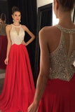 Red Skirt Beaded Bodice Long Deep V Neck Prom Gowns,Fashion Women Dresses HZ0527