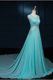 Long Lace Beaded Chiffon Modest Empire Prom Dresses HZ0527