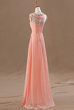 Blush Pink Chiffon Empire Long Prom Evening Dresses HZ0527
