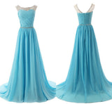 Cap Sleeves Chiffon Long Prom Evening Dresses HZ0527