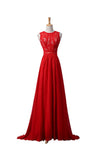 Red Lace Chiffon Beaded Long Prom\Evening Dresses HZ0527