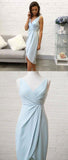 Elegant V Neck Sleeveless Light Blue Short Homecoming Dress,Cocktail Dresses HZ0527