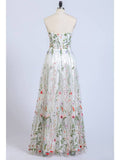Gorgeous Strapless Formal Prom Dresses Elegant Lace Long Prom Dress HZ0527