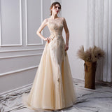 A Line Long Prom Dresses With Beading Formal Evening Gown HZ0527