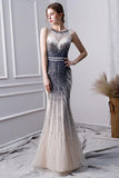 Elegant Mermaid Long Tulle Beading Prom Dresses HZ0527