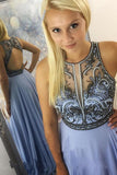 Backless Beaded Floor Length Open Back Prom Formal Dress HZ0527