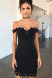 Sexy Sheath Off-the-Shoulder Short Black Homecoming Dress with Lace HZ0527