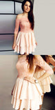 Off the Shoulder 3/4 Sleeves A Line Short Homecoming Dress with Lace HZ0527