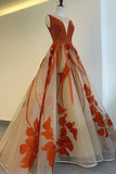 Charming A Line Long Appliques Prom Dress with Beading HZ0527