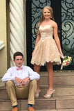 Sweetheart Lace A Line Cheap Homecoming Dress,Short Graduation Dress HZ0527