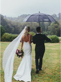 Mermaid V-Neck Backless Sweep Train Satin Charming Wedding Dress HZ0527