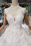 New Arrival Wedding Dresses Cap Sleeves Princess Ball Gown With Applique HZ0527