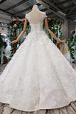 New Arrival Wedding Dresses Cap Sleeves Princess Ball Gown With Applique HZ0527