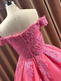 Promfast Ball Gown Sweetheart Cap Sleeve Lace Appliques Prom Dress HZ0527