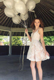 Cute A Line Lace Mini Cheap Homecoming Dress,Short Graduation Party Dress HZ0527