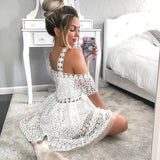 Cute A-Line White Lace Homecoming Dress,Short Prom Dresses HZ0527