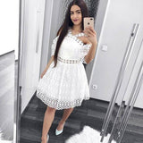 Cute A-Line White Lace Homecoming Dress,Short Prom Dresses HZ0527