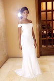 Elegant Beach Off Shoulder White Simple Long Wedding Dress,New Fashion Bridal Dresses HZ0527