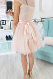 Appliques Cap Sleeve Pearl Pink Tulle Short Homecoming Dress HZ0527