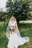 90 Inches Ivory Wedding Veil Chapel Length Cut Edge Veils HZ0527
