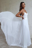 Beautiful A Line Lace Long White Spaghetti Straps Beach/Coast Wedding Dress HZ0527