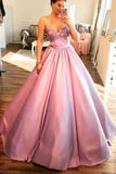 Unique Pink Sweetheart Modest Ball Gown Prom Dress With Beading HZ0527