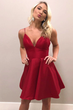 Promfast Yellow V Neck Satin Straps Homecoming Dresses Short Prom Dress HZ0527