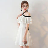 Princess A Line Halter Mini Cocktail Party Dresses With Chiffon Ruffles Short Prom Dresses HZ0527