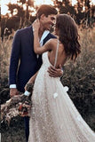 Backless Straps Long A-line Lace Simple Bridal Gown Wedding Dresses HZ0527