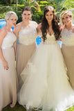 Elegant Halter A Line Long Bridesmaid Dress with Lace Appliques HZ0527
