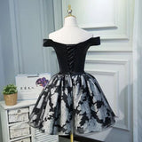 A Line Black Off the Shoulder Homecoming Dresses, Short Prom Dress HZ0527