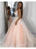 Stunning Lace Applique Ball Gown Long Ball Gowns Prom Dresses Quinceanera Dress HZ0527