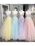 Stunning Lace Applique Ball Gown Long Ball Gowns Prom Dresses Quinceanera Dress HZ0527