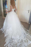 Ball Gown Tulle Wedding Dresses 2025, Romantic Bridal Dress With Appliques HZ0527