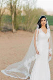 3 Meters Long Tulle Wedding Veil Lace Applique Edge HZ0527
