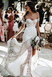 Sweetheart Sheath Lace Bridal Dress Beach Wedding Dresses With Slit HZ0527