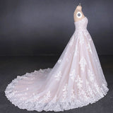 A Line Strapless Lace Appliques Wedding Dress, Cheap Bridal Dresses HZ0527