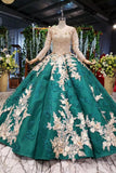 Long Sleeve Ball Gown Wedding Dress Appliques Beading Quinceanera Dresses HZ0527