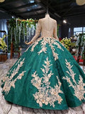 Long Sleeve Ball Gown Wedding Dress Appliques Beading Quinceanera Dresses HZ0527