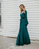 A-line Burgundy Long Prom Dresses Long Sleeve Simple Cheap Evening Dress HZ0527