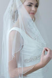 2 Layers Beaded Wedding Veil with Blusher Fingertip HZ0527